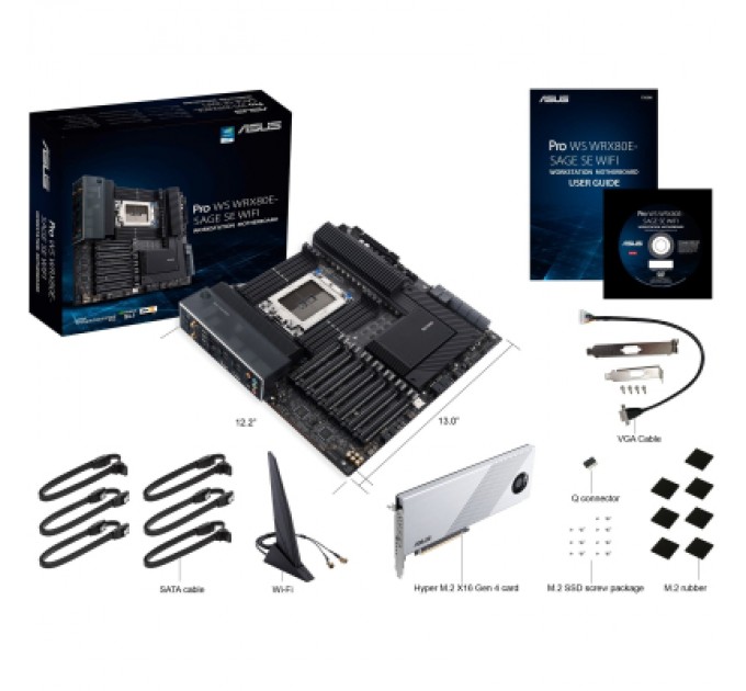 ASUS Серверна материнська плата ASUS PRO WS WRX80E-SAGE SE WIFI sWRX8 WRX80 8xDDR4 M.2 WiFi BT EATX (90MB1590-M0EAY0)