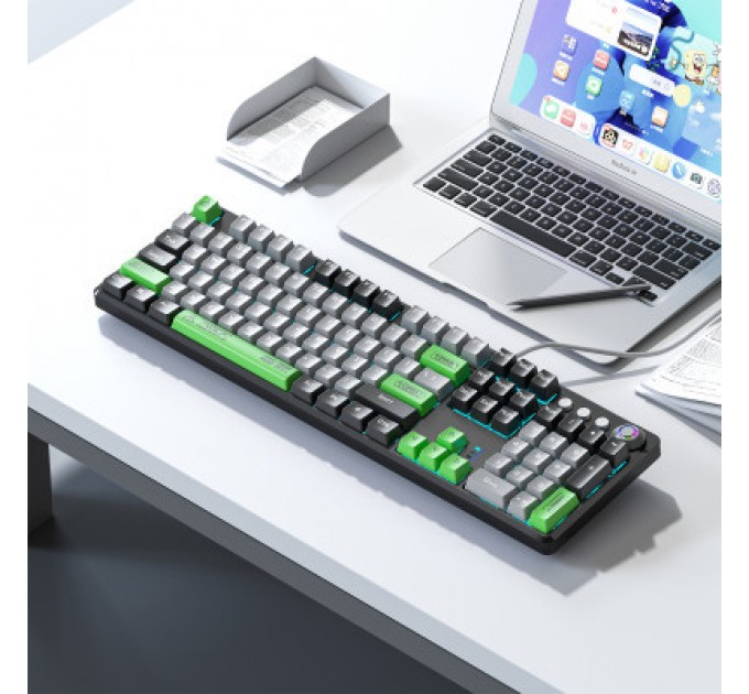 Aula Клавіатура Aula F2088 PRO Plus 9 Green Keys KRGD Blue USB UA Black/Gray (6948391234892)