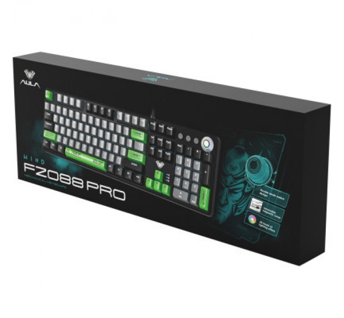 Aula Клавіатура Aula F2088 PRO Plus 9 Green Keys KRGD Blue USB UA Black/Gray (6948391234892)