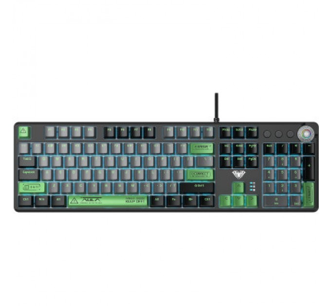 Aula Клавіатура Aula F2088 PRO Plus 9 Green Keys KRGD Blue USB UA Black/Gray (6948391234892)
