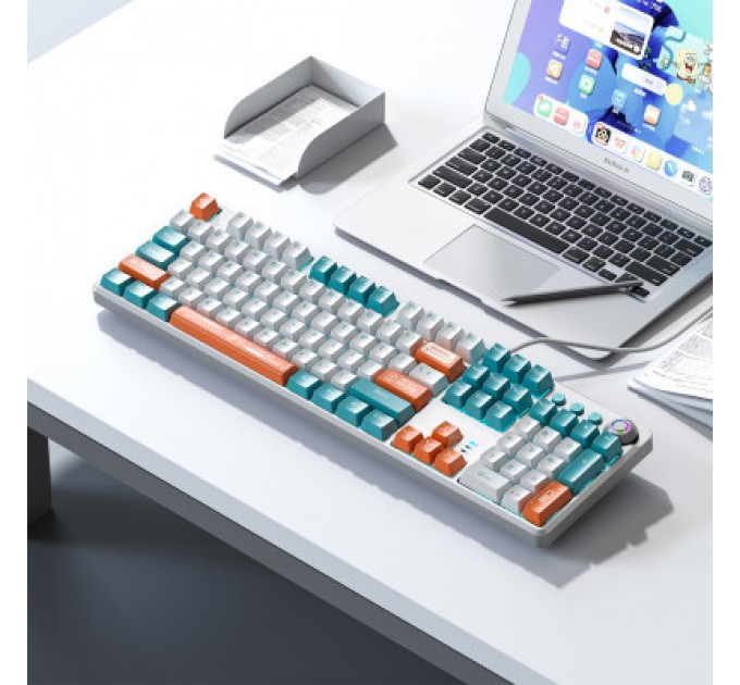 Aula Клавіатура Aula F2088 PRO Plus 9 Orange Keys KRGD Blue USB UA White/Blue (6948391234908)