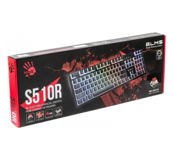 A4Tech Клавіатура A4Tech Bloody S510R RGB BLMS Switch Red USB Pudding Black (Bloody S510R Pudding Black)
