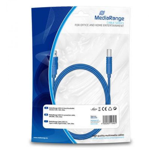Mediarange Кабель для принтера USB 3.0 AM/BM 1.8m Mediarange (MRCS144)