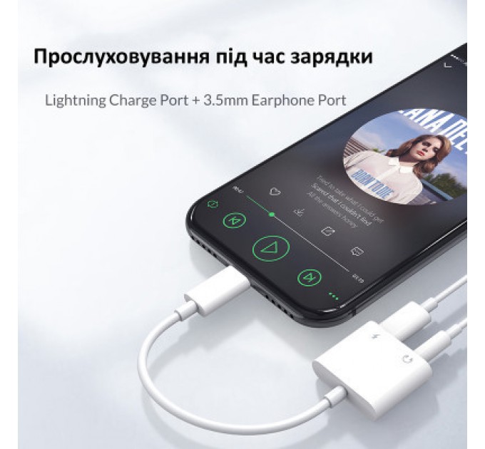 Orico Перехідник Lightning to 3.5mm/Lightning 2LT-WH-BP Orico (CA912797)