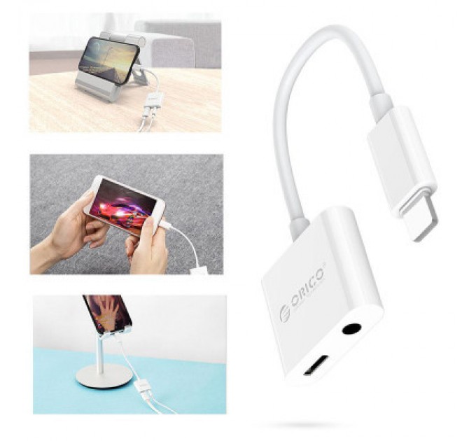Orico Перехідник Lightning to 3.5mm/Lightning 2LT-WH-BP Orico (CA912797)