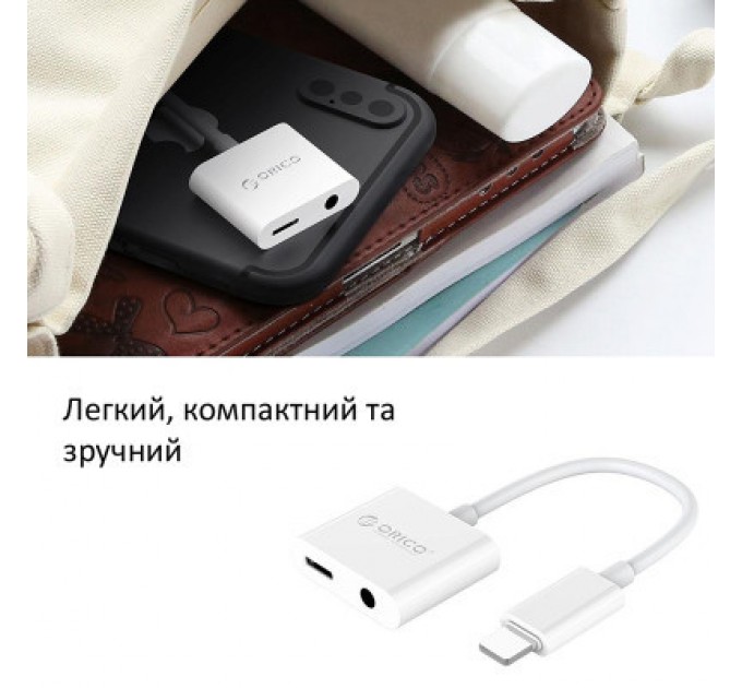 Orico Перехідник Lightning to 3.5mm/Lightning 2LT-WH-BP Orico (CA912797)