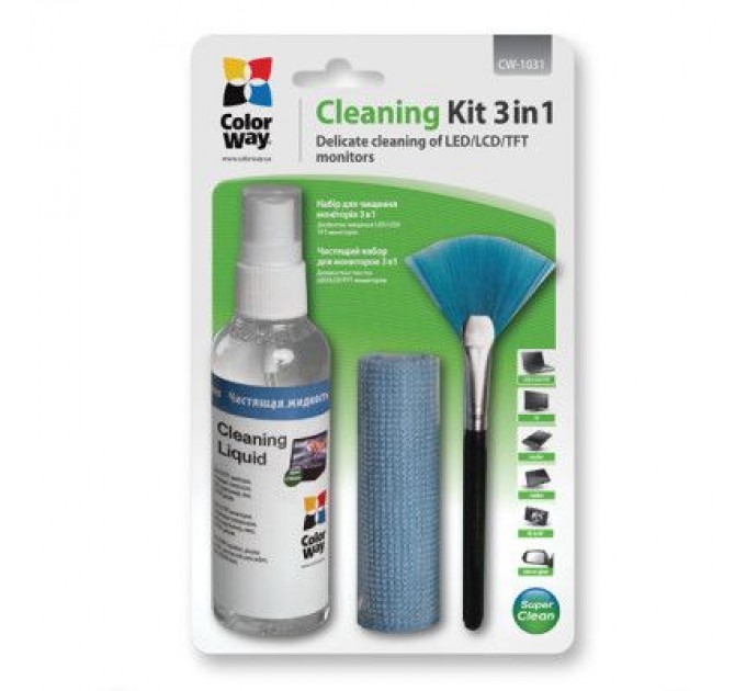 ColorWay Універсальний чистячий набір ColorWay набір 3в1 Спрей, пензлик, мікрофіб. (CW-1031)