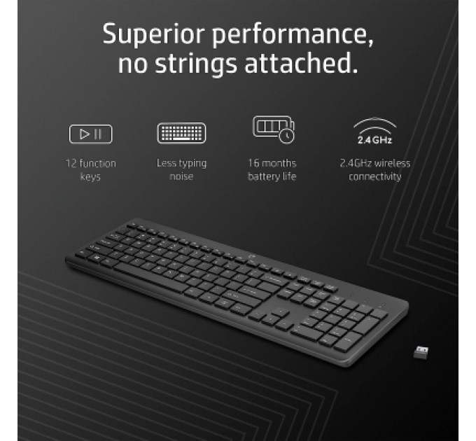 HP Клавіатура HP 230 Wireless UA Black (3L1E7AA)