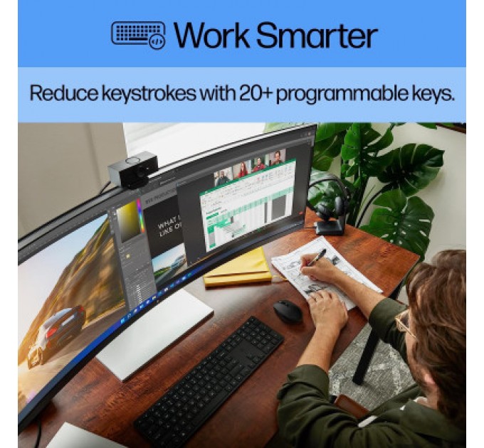 HP Клавіатура HP 450 Programmable Wireless UA Black (4R184AA)