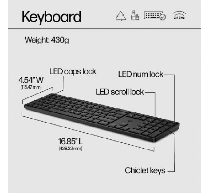 HP Клавіатура HP 450 Programmable Wireless UA Black (4R184AA)
