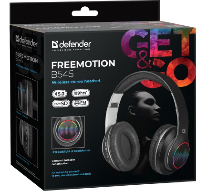 Defender Навушники Defender FreeMotion B545 Bluetooth LED Black (63545)