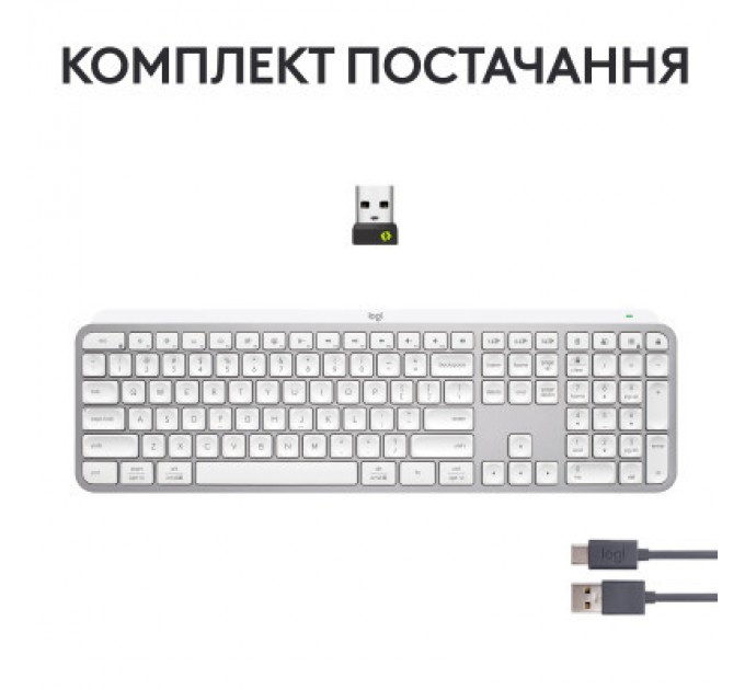 Logitech Клавіатура Logitech MX Keys S Wireless UA Pale Grey (920-011588)