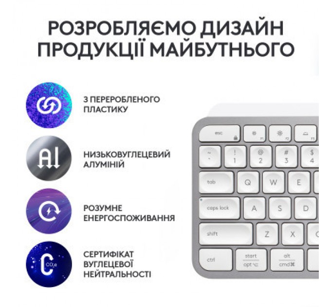 Logitech Клавіатура Logitech MX Keys S Wireless UA Pale Grey (920-011588)