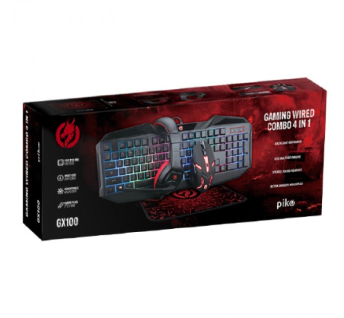 Piko Комплект Piko GX100 4 в 1 USB Black (1283126489792)