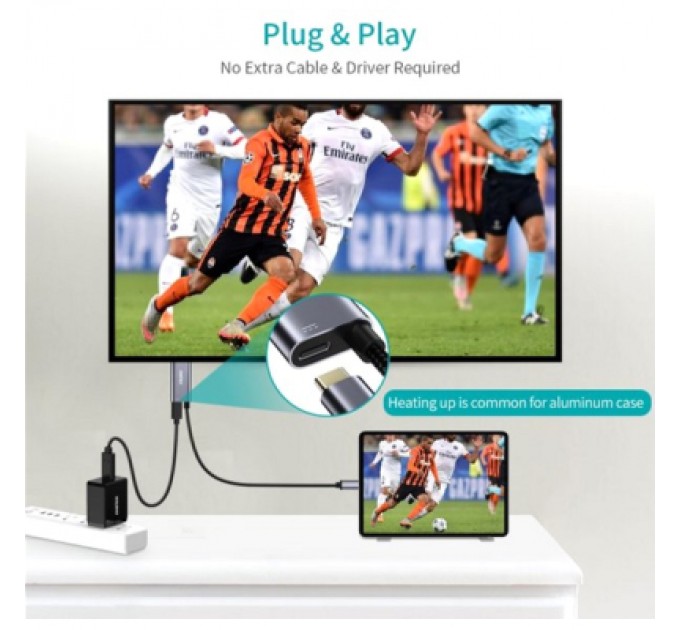 Choetech Перехідник USB-C to HDMI 1.8m 4K60Hz Choetech (XCH-M180GY)