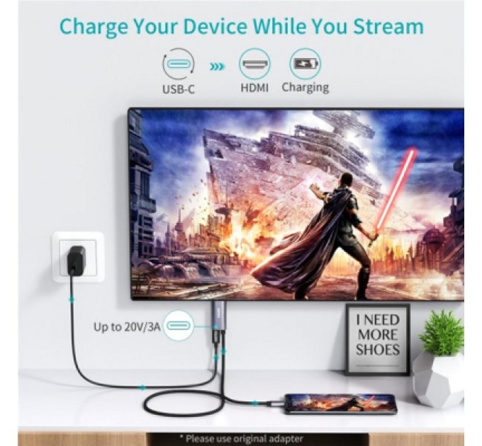 Choetech Перехідник USB-C to HDMI 1.8m 4K60Hz Choetech (XCH-M180GY)