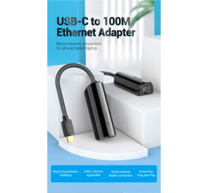 Vention Перехідник USB3.1 Type-C to Ethernet RJ45 100 Mb Vention (CFABB)