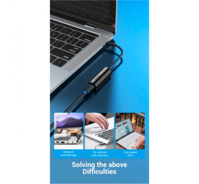 Vention Перехідник USB3.1 Type-C to Ethernet RJ45 100 Mb Vention (CFABB)