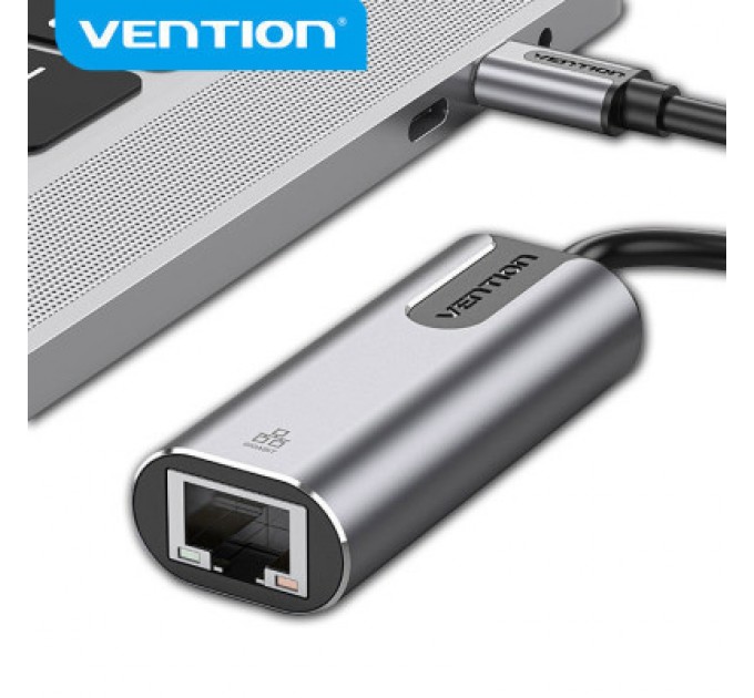 Vention Перехідник USB3.1 Type-C to Ethernet RJ45 1000Mb Aluminum black Vention (CFNHB)