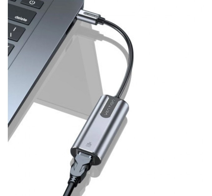 Vention Перехідник USB3.1 Type-C to Ethernet RJ45 1000Mb Aluminum black Vention (CFNHB)