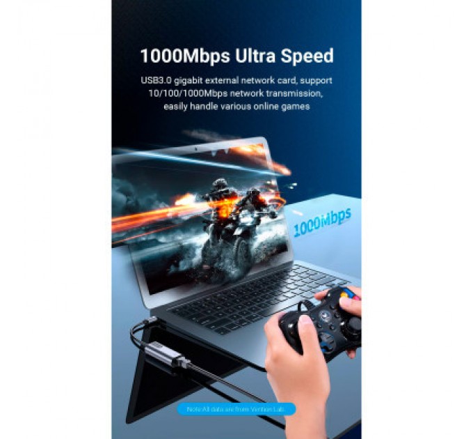 Vention Перехідник USB3.1 Type-C to Ethernet RJ45 1000Mb Aluminum black Vention (CFNHB)