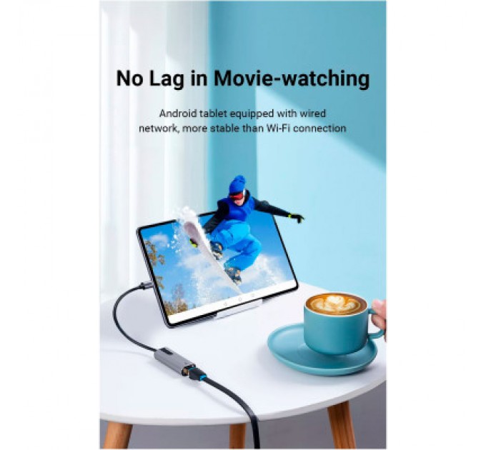 Vention Перехідник USB3.1 Type-C to Ethernet RJ45 1000Mb Aluminum black Vention (CFNHB)