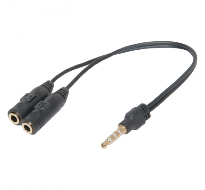 Defender Перехідник Jack 3.5mm M 4pin to 2 Jack 3.5mm F (Audio+MIC) Headset Jack Defender (63012)