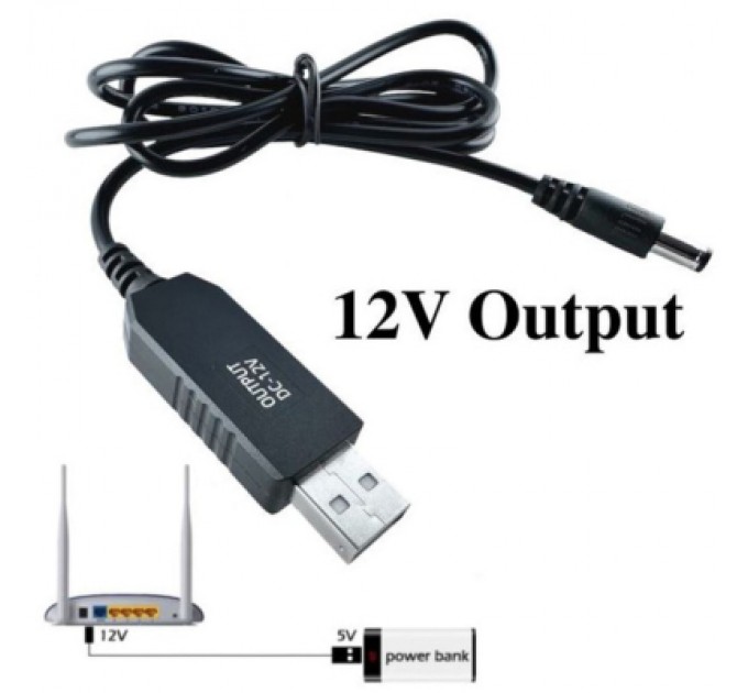 Dynamode Кабель живлення USB 2.0 AM to DC 5.5 х 2.1 mm 1.0m 5V to 12V Dynamode (DM-USB-DC-5.5x2.1-12V)