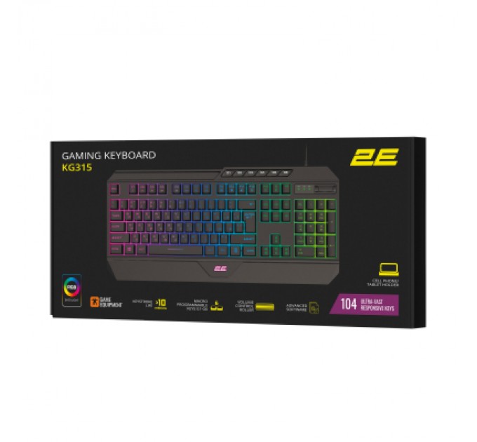 2E Клавіатура 2E Gaming KG315 RGB USB UA Black (2E-KG315UBK)