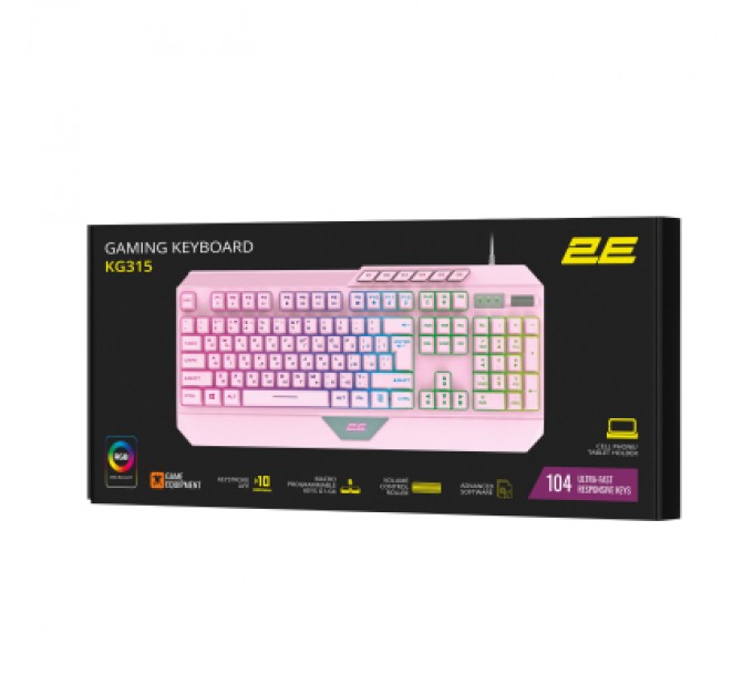 2E Клавіатура 2E Gaming KG315 RGB USB UA Pink (2E-KG315UPK)