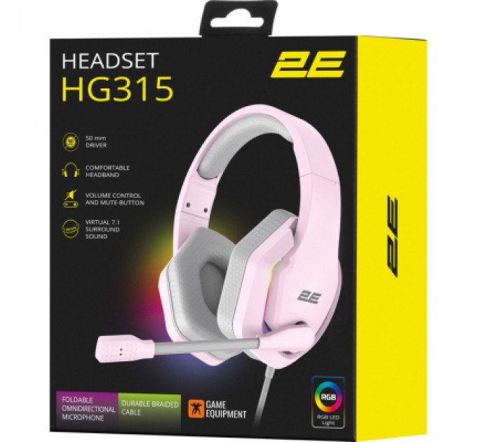 2E Навушники 2E Gaming HG315 RGB USB 7.1 Pink (2E-HG315PK-7.1)