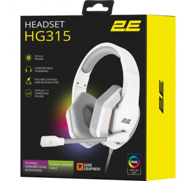 2E Навушники 2E Gaming HG315 RGB USB 7.1 White (2E-HG315WT-7.1)