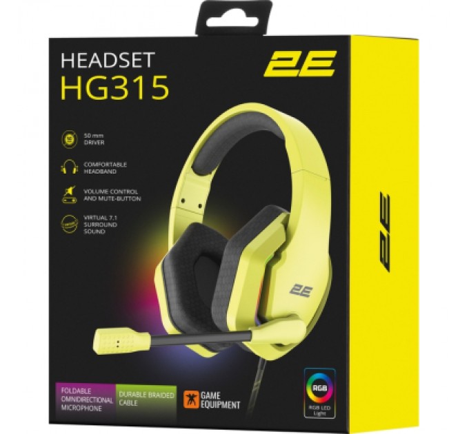 2E Навушники 2E Gaming HG315 RGB USB 7.1 Yellow (2E-HG315YW-7.1)