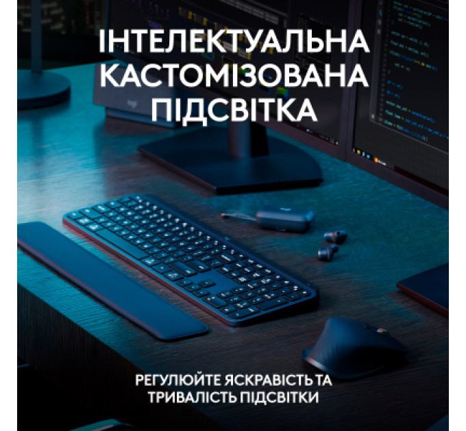 Logitech Клавіатура Logitech MX Keys S Plus Palmrest Wireless UA Graphite (920-011589)