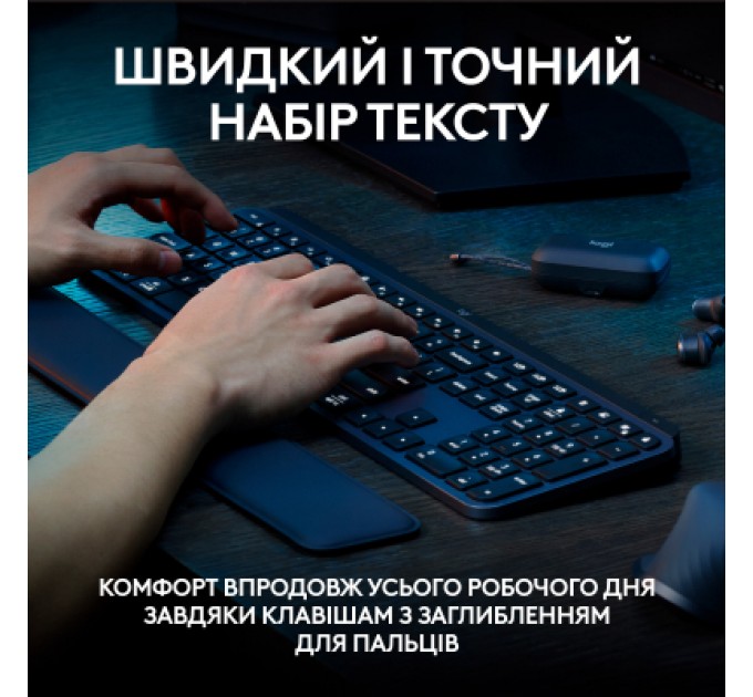 Logitech Клавіатура Logitech MX Keys S Plus Palmrest Wireless UA Graphite (920-011589)