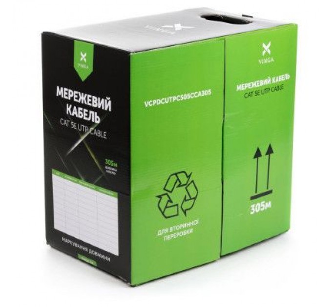 Vinga Кабель мережевий Vinga UTP Cat5e CCA 4 pairs 305 m (VCPDCUTPC505CCA305)