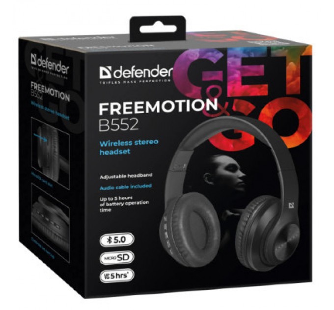 Defender Навушники Defender FreeMotion B552 Bluetooth Black (63552)
