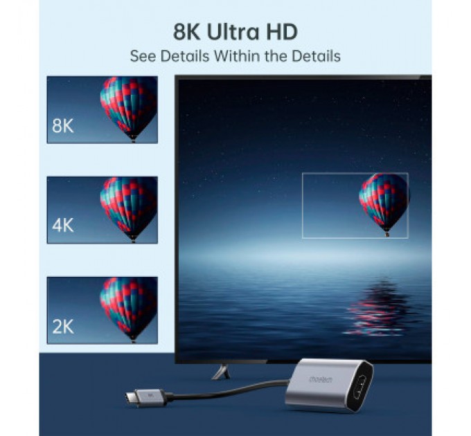 Choetech Перехідник USB-C to HDMI 8K 60 Hz Choetech (HUB-H16-GY)