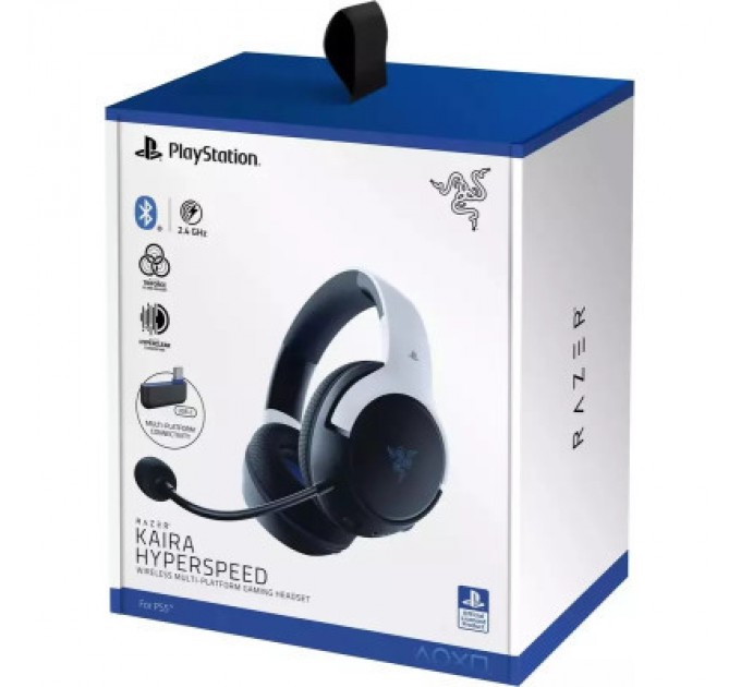Razer Навушники Razer Kaira Hyperspeed for PS5 Bluetooth White/Black (RZ04-03980200-R3G1)