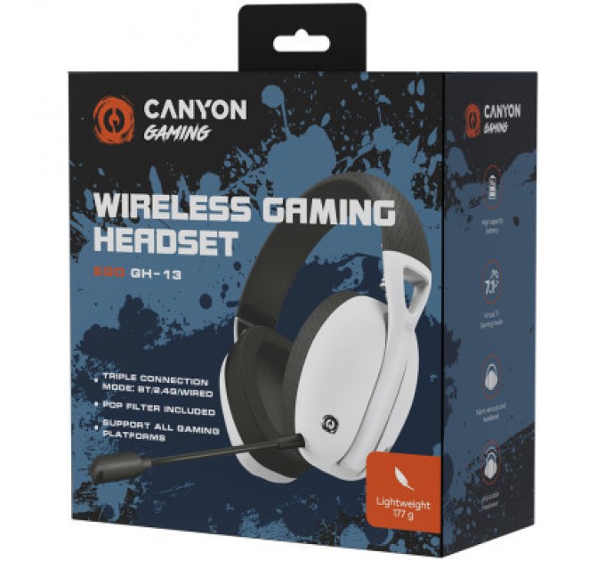 Canyon Навушники Canyon GH-13 Ego Wireless Gaming 7.1 White (CND-SGHS13W)