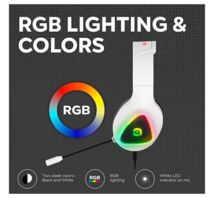Canyon Навушники Canyon GH-6 Shadder Gaming 3.5 мм RGB White (CND-SGHS6W)