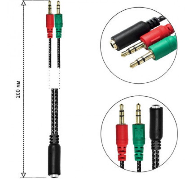 XoKo Перехідник XoKo AC-007 2x3.5-мм jack(F) - 3.5-мм 4pin jack(M) (XOKO AC-007)