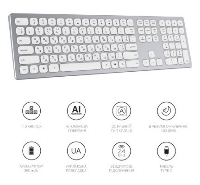 OfficePro Клавіатура OfficePro SK1550 Wireless White (SK1550W)