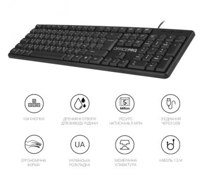 OfficePro Клавіатура OfficePro SK166 USB Black (SK166)