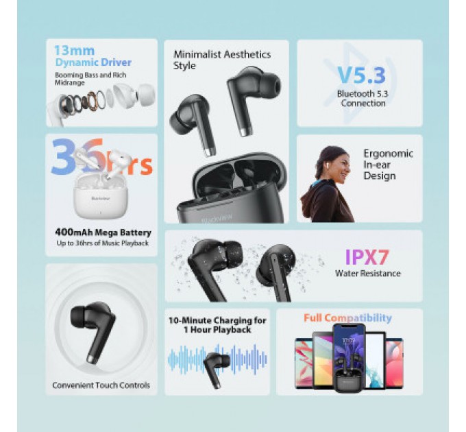Blackview Навушники Blackview AirBuds 4 White (6931548312666)