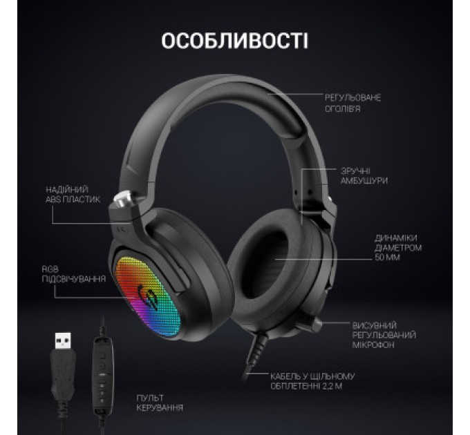GamePro Навушники GamePro HS1300 RGB 7.1 Black (HS1300)
