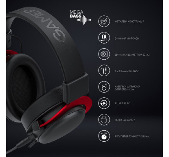 GamePro Навушники GamePro HS1240 Black/Red (HS1240)