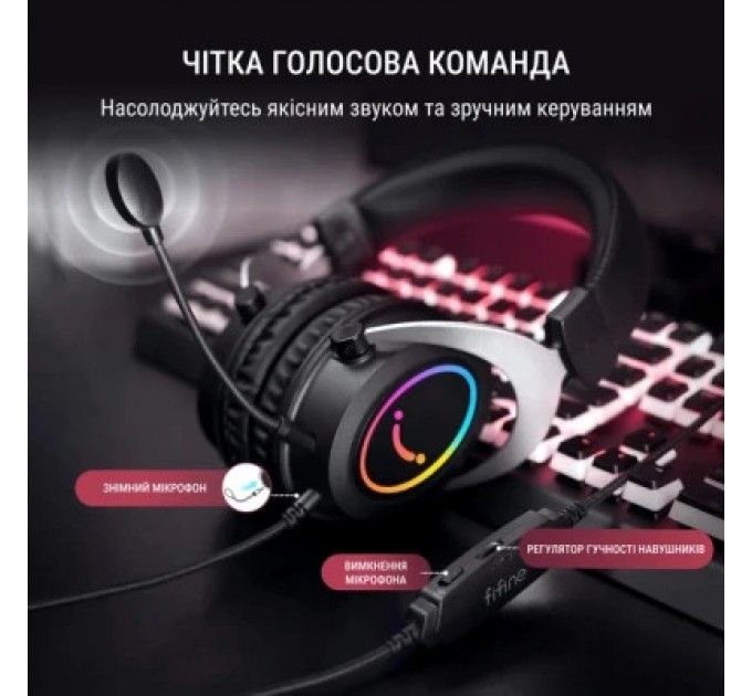 Fifine Навушники Fifine H3 RGB Black (H3)