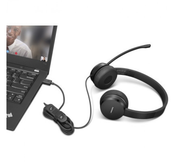 Lenovo Навушники Lenovo USB-A Wired Stereo On-Ear Black (4XD1K18260)
