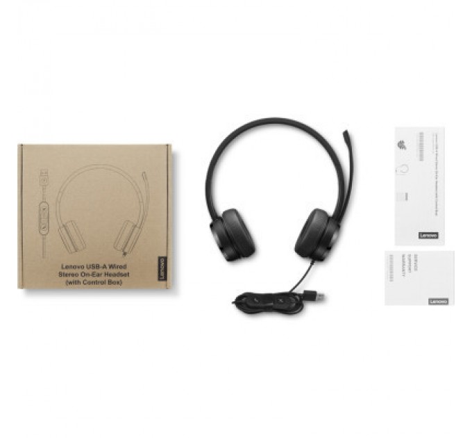 Lenovo Навушники Lenovo USB-A Wired Stereo On-Ear Black (4XD1K18260)